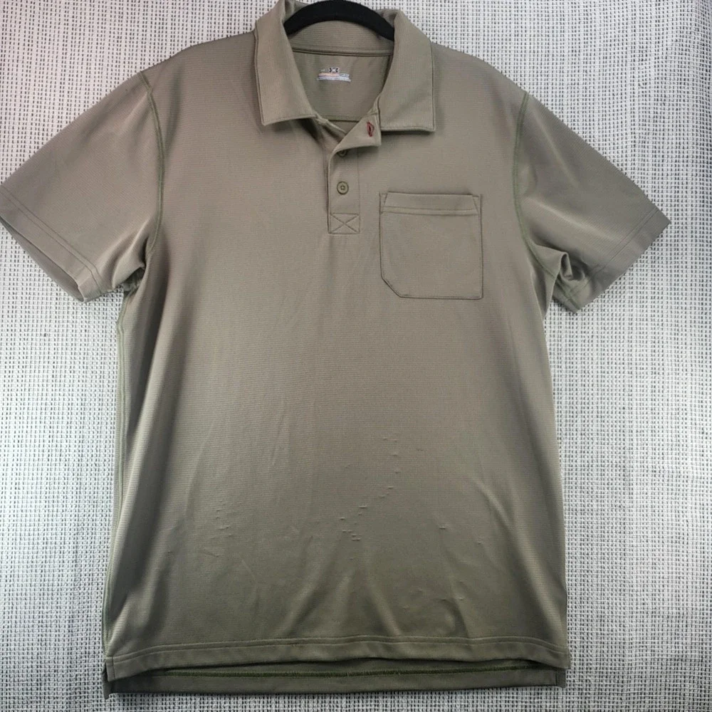 Under Armour Polo Shirt Mens‎ Large Green AllSeasonGear Performance Pocket Golf